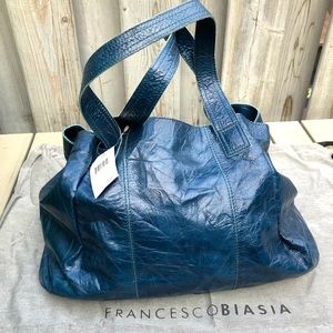 Blue Leather Totebag by Francesco Biasia